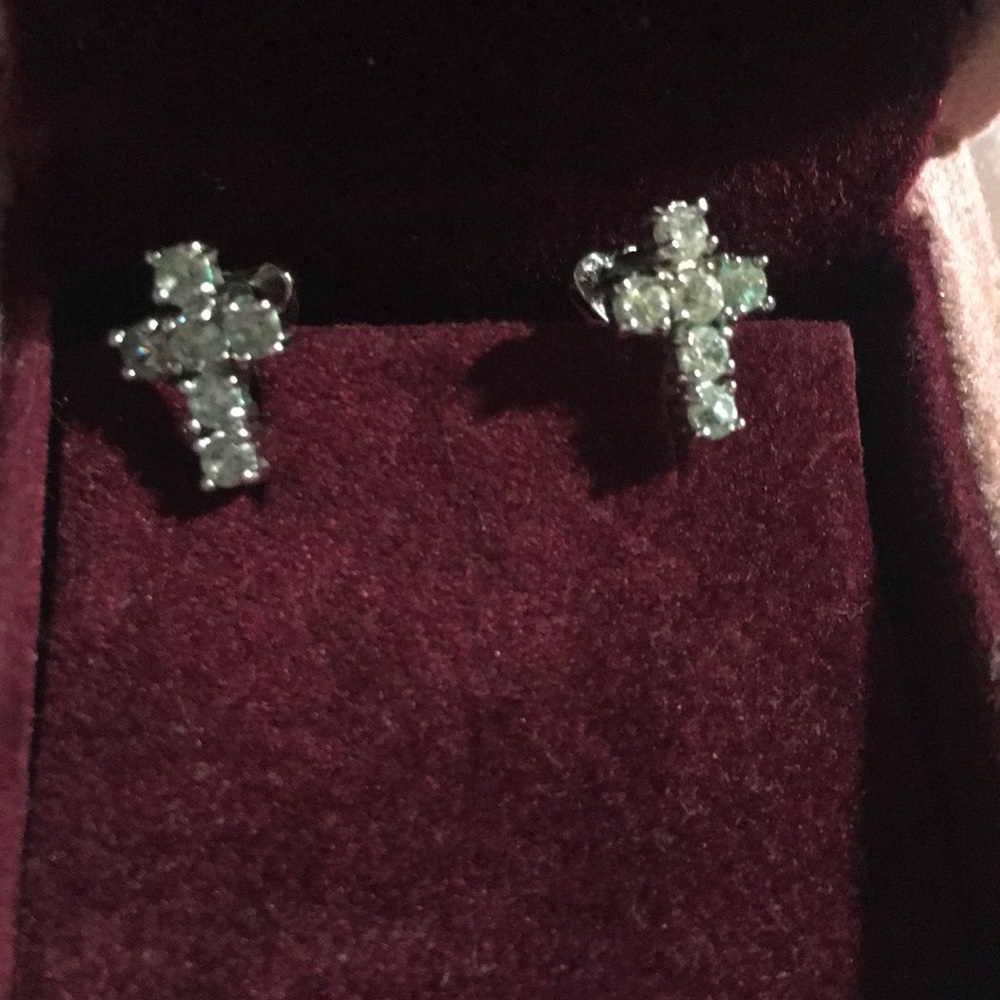 Crystal cross earrings